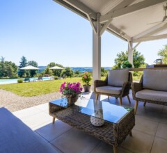 Terrace with breathtaking countryside view at Bijou de Dordogne